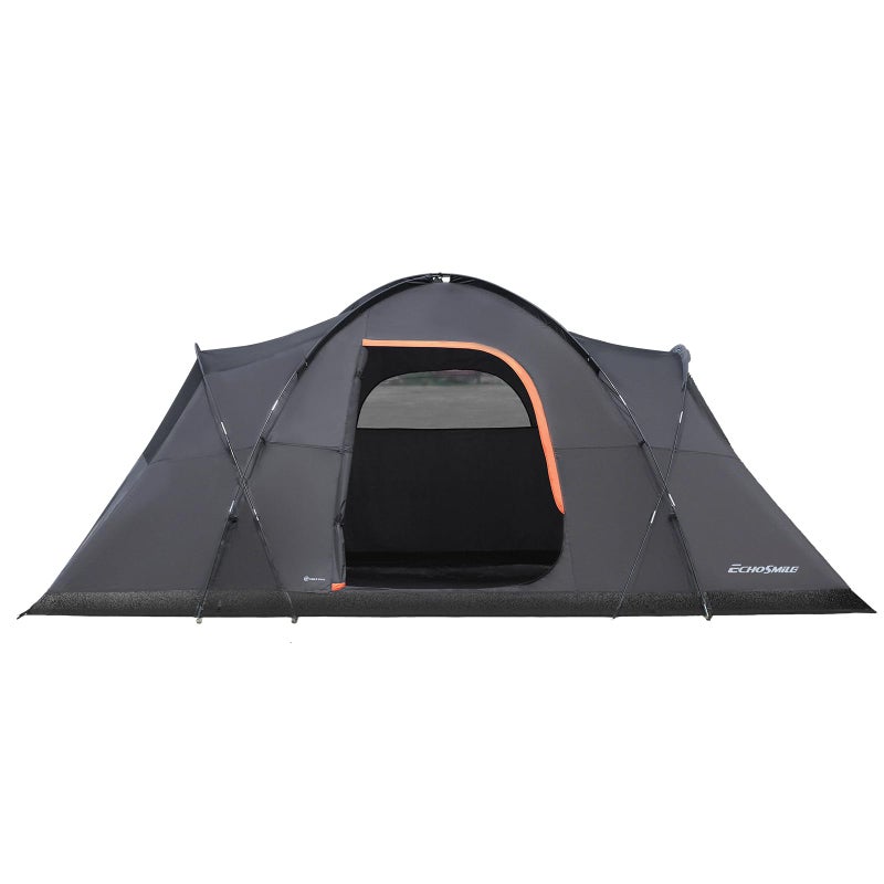 EchoSmile 10/12 Person Camping Tent â€“ Waterproof Windproof Tent with Rainfly Easy Set up, Black & Orange - Image 2