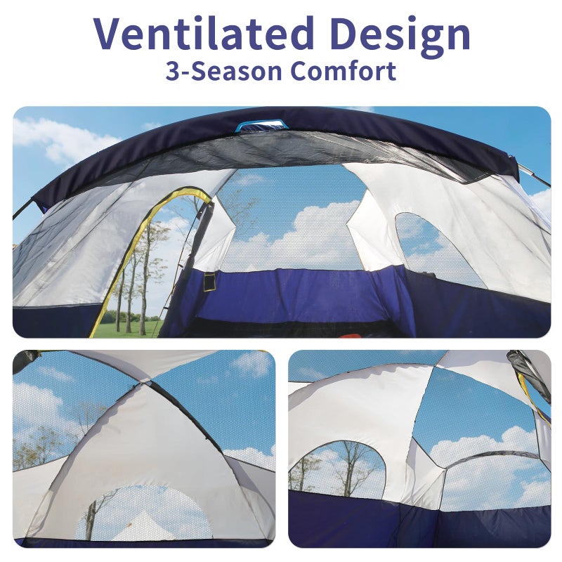 EchoSmile 10/12 Person Camping Tent â€“ Waterproof Windproof Tent with Rainfly Easy Set up, Black & Orange - Image 4