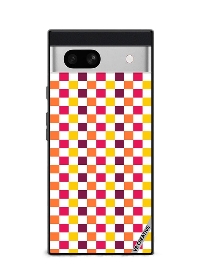 VR CREATIVE Protective Case Cover For Google Pixel 7a Seamless With Colorful Checkerboard1 Design Multicolour - Image 1