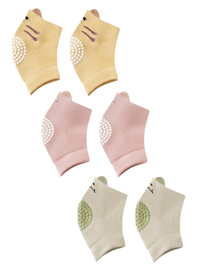 SYGA Baby Crawling Knee Pads - Soft Anti-Slip Cushions with Animal Designs (Yellow, Pink, Green) - Image 1