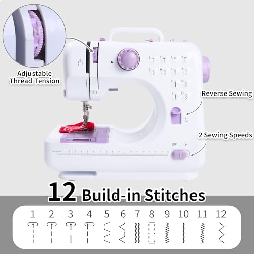 NEEDLENEST Portable Sewing Machine for Beginners - Mini Electric Sewing Machine with 12 Built-in Stitches, 2-Speed Foot Pedal, LED Light & Storage Drawer - Includes Sewing Kit for Kids & Adults - Image 4