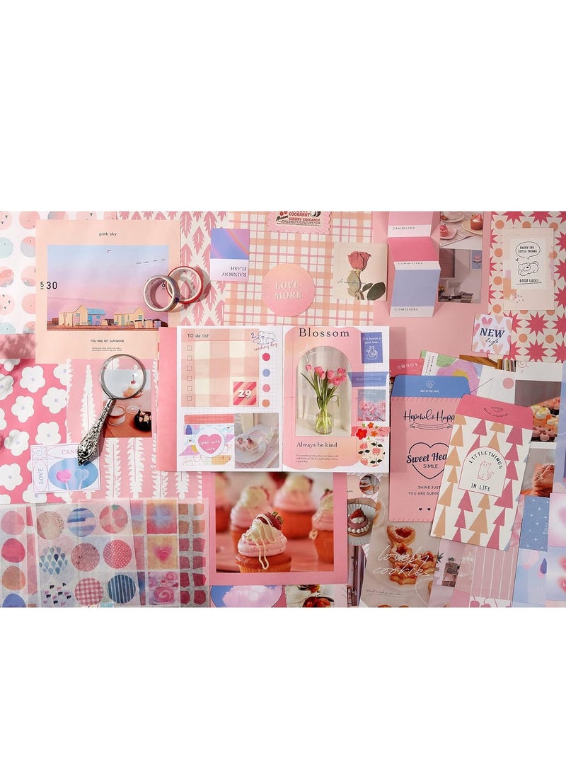 D&L Pink Scrapbooking Supplies Kit Journal Kit With Journaling Supplies Aesthetic Scrapbook Paper A6 Grid Notebook Kawaii Scrapbook Kit Art Craft DIY Gift For Adult Teen Girl Women - Image 5