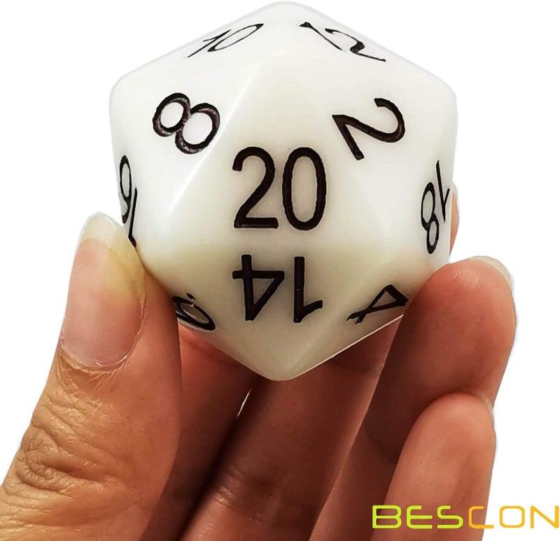 Bescon Jumbo Glowing D20 38MM, Big Size 20 Sides Dice Jade Glow in Dark, Big 20 Faces Cube 1.5 inch - Image 4