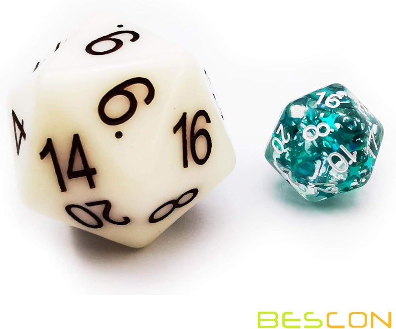 Bescon Jumbo Glowing D20 38MM, Big Size 20 Sides Dice Jade Glow in Dark, Big 20 Faces Cube 1.5 inch - Image 3