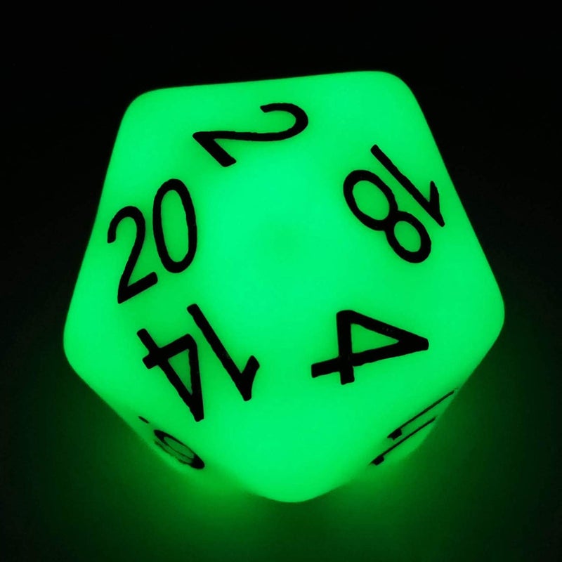 Bescon Jumbo Glowing D20 38MM, Big Size 20 Sides Dice Jade Glow in Dark, Big 20 Faces Cube 1.5 inch - Image 1