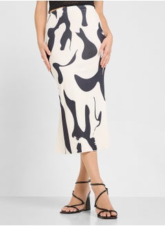 Ginger Monochrome Plisse Midi Skirt  - Image 1