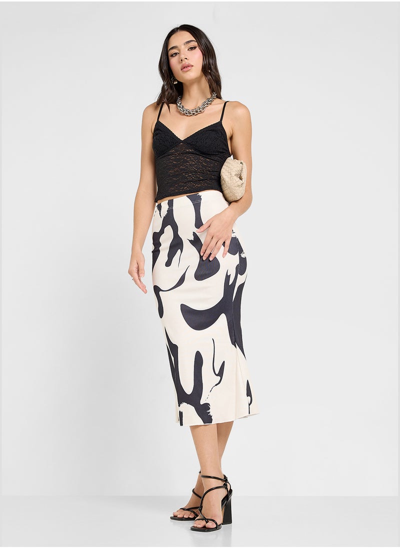 Ginger Monochrome Plisse Midi Skirt  - Image 2