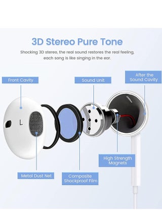 2 Packs Wired Earbuds Headphones for iPhone 3.5mm Earphones with Microphone & Built-in Remote Ultra Clear Calls & no Noise Support for iPhone,iPad,iPod,Laptop,PC,Android Most 3.5mm Audio Devices - view 2