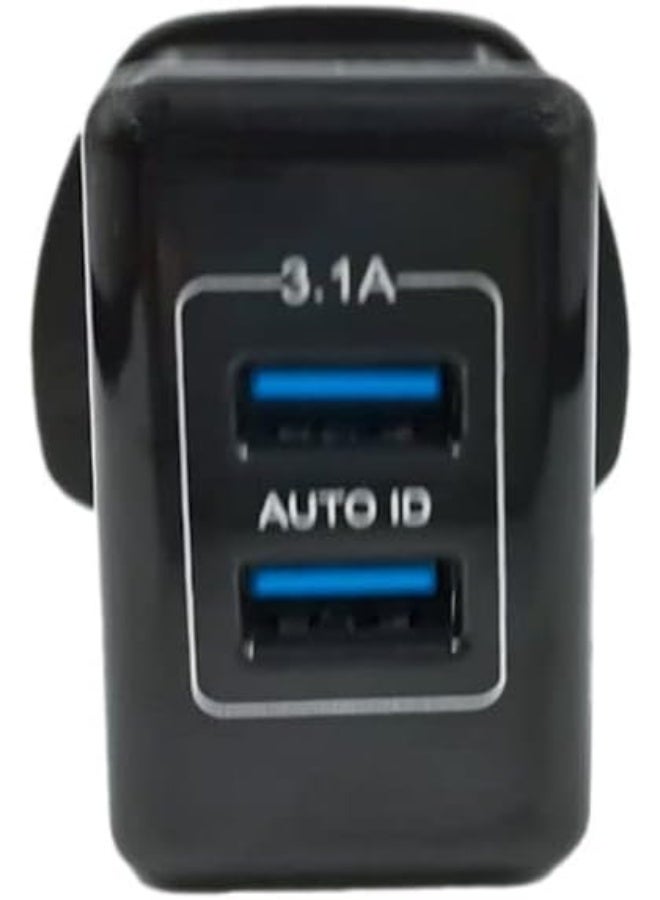 أدموس شاحن ومحول USB مزدوج عالي الجودة من ADMOS بقوة 30 واط / تيار مستمر 5 فولت 3.1 أمبير / 100-240 فولت / 50/60 هرتز / غلاف أسود / موصل للهواتف الذكية - Image 3