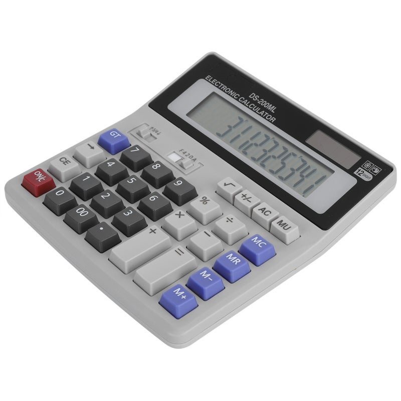 Solar Powered Calculator 12 Digit Large LCD Screen Ergonomic Keyboard - Fast Accurate Tax Calculation Solar Battery Powered for Office School Home Office - Image 2