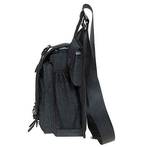 KAUKKO Mens Vintage Canvas Shoulder Military Bag Sling Bags Chest Leather Patchwork Messenger Bag - Great Christmas Birthday Gift for Families and Friends (Nylon Black) - Image 3