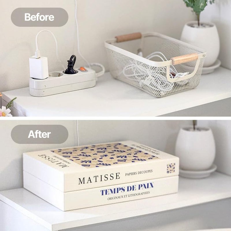 TastePick Book Shape Decorative Cable Management Box - Expandable Cable Organizer Box with Magnetic Closure for Home & Office (William Morris, Large) - Image 5