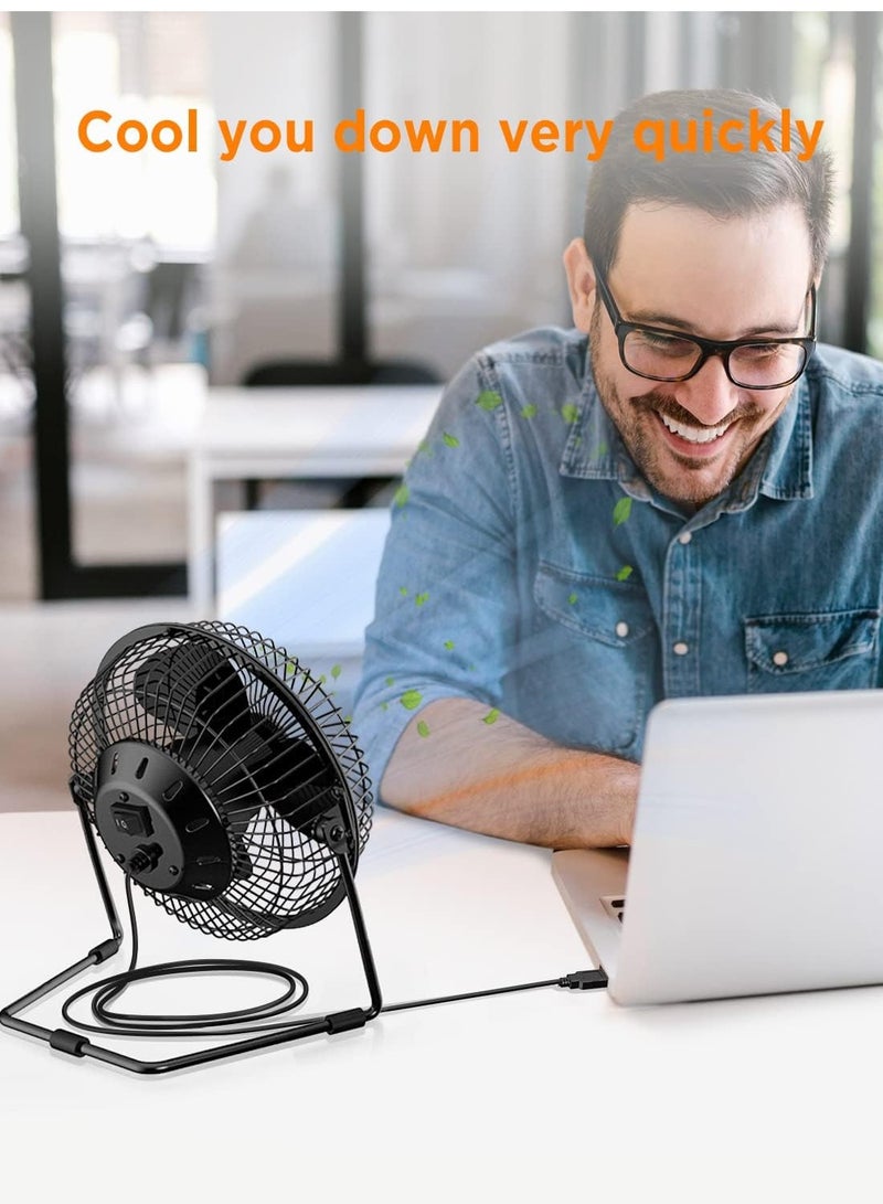 HEJ مروحة طاولة محمولة تعمل بالطاقة عبر USB بحجم 6 إنش - سوداء - Image 5