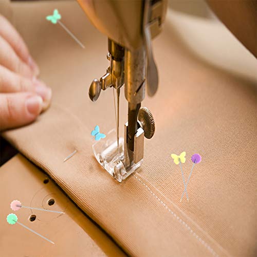 Hovesty 200pcs Sewing Pins Flat Head Straight Pins with Butterfly and Flower Colored Heads, Long 2.16inch Quilting Pins for Dressmaker, Craft, Sewing Project and DIY Decoration (Butterfly and Flower) - Image 4
