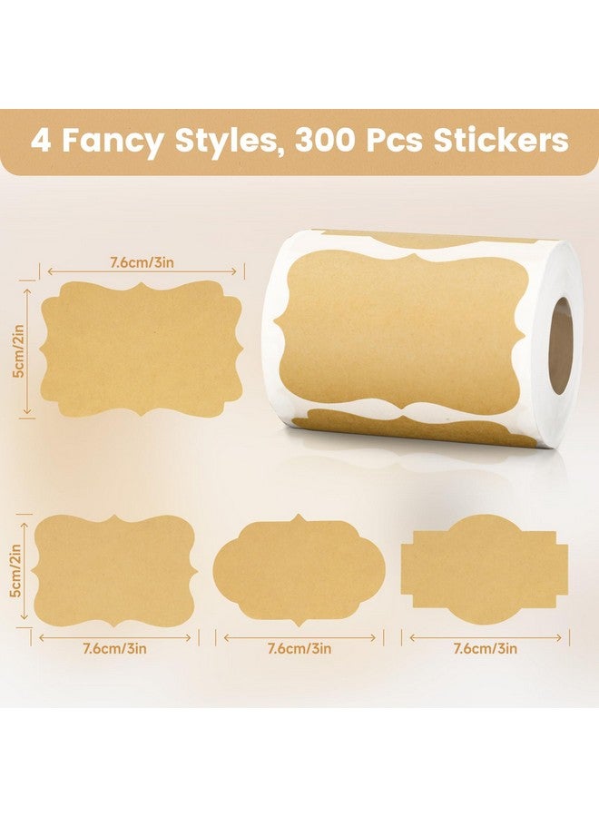 KINGLAKE Kraft Label Stickers Fancy Shape Blank Label Stickers 2X3 Inch Self-Adhesive Bottle Labels 300Pcs Brown Canning Labels For Essential Oil,Jars,Crafts,Gift Tags,Homemade Items,Storage Box - Image 2