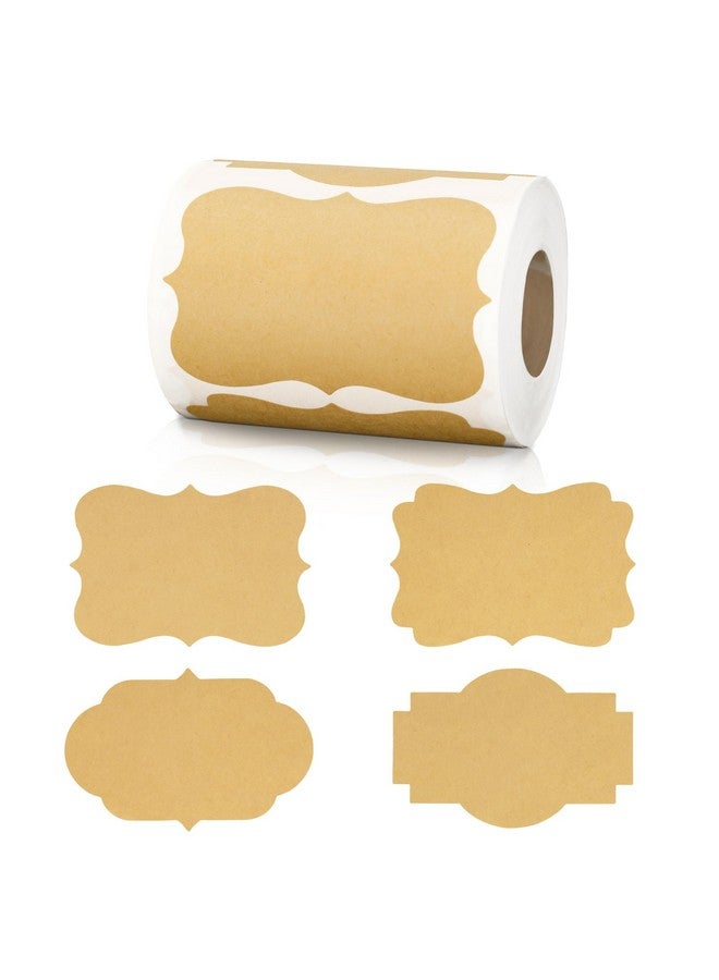 KINGLAKE Kraft Label Stickers Fancy Shape Blank Label Stickers 2X3 Inch Self-Adhesive Bottle Labels 300Pcs Brown Canning Labels For Essential Oil,Jars,Crafts,Gift Tags,Homemade Items,Storage Box - Image 1