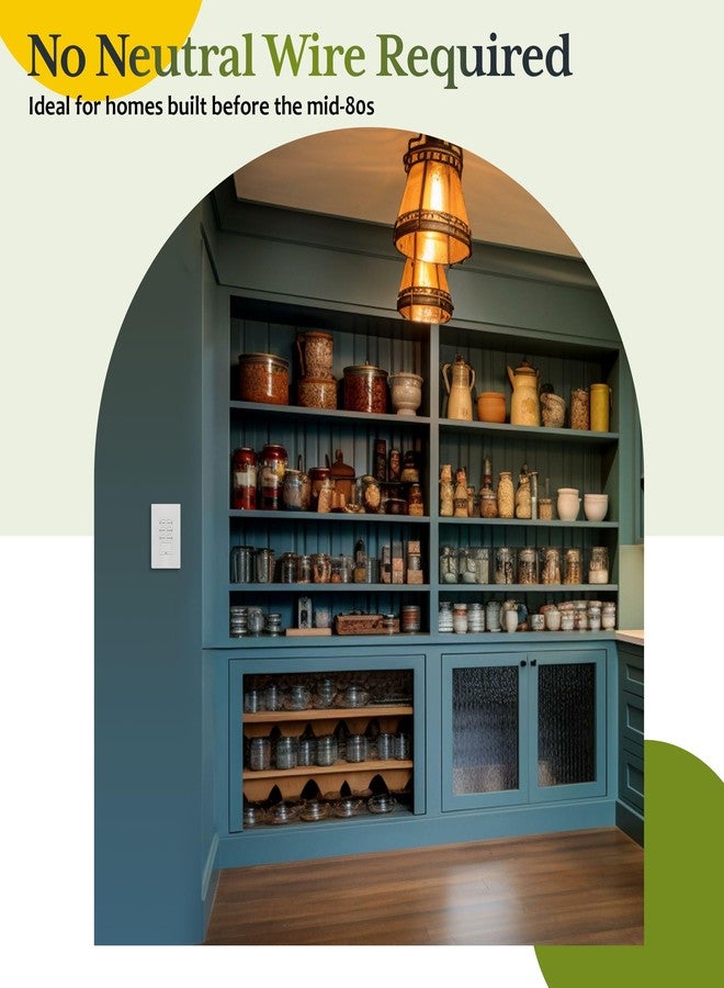 TG 1-Hour Countdown Timer Switch, for Bathroom Exhaust Fans, Heaters, Lights, LED Indicator, 120VAC 800W, No Neutral Wire Required, UL Listed, Screwless Wall Plate, White, 1 Pack - Image 3