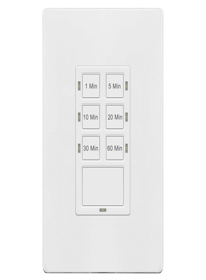 TG 1-Hour Countdown Timer Switch, for Bathroom Exhaust Fans, Heaters, Lights, LED Indicator, 120VAC 800W, No Neutral Wire Required, UL Listed, Screwless Wall Plate, White, 1 Pack - Image 1