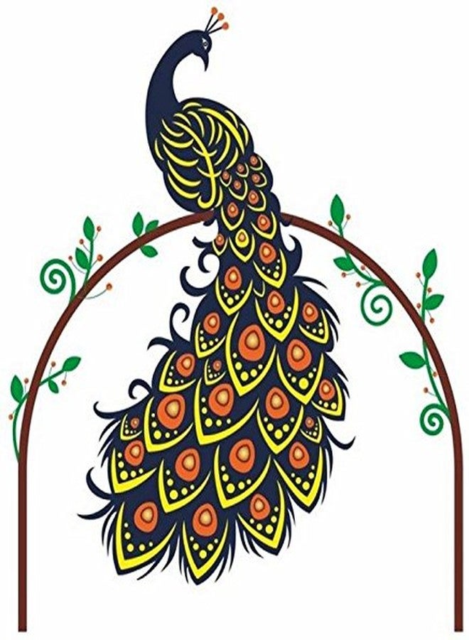 Decals Design 'Peacock Bird on Branch' Wall Sticker (PVC Vinyl, 60 cm x 90 cm, Multicolour) - Image 1