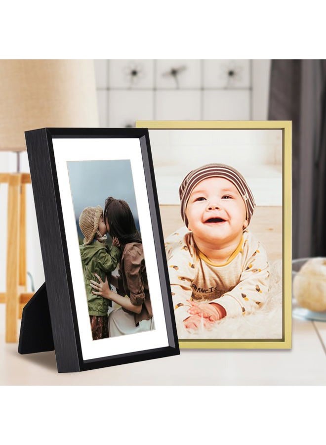 BKABOT 5x7 Picture Frame Set of 3, Brass Metal Photo Frames with HD Glass, Fits 4x6 with Mat or 5x7 without Mat, Wall Hanging and Table Display - Image 5
