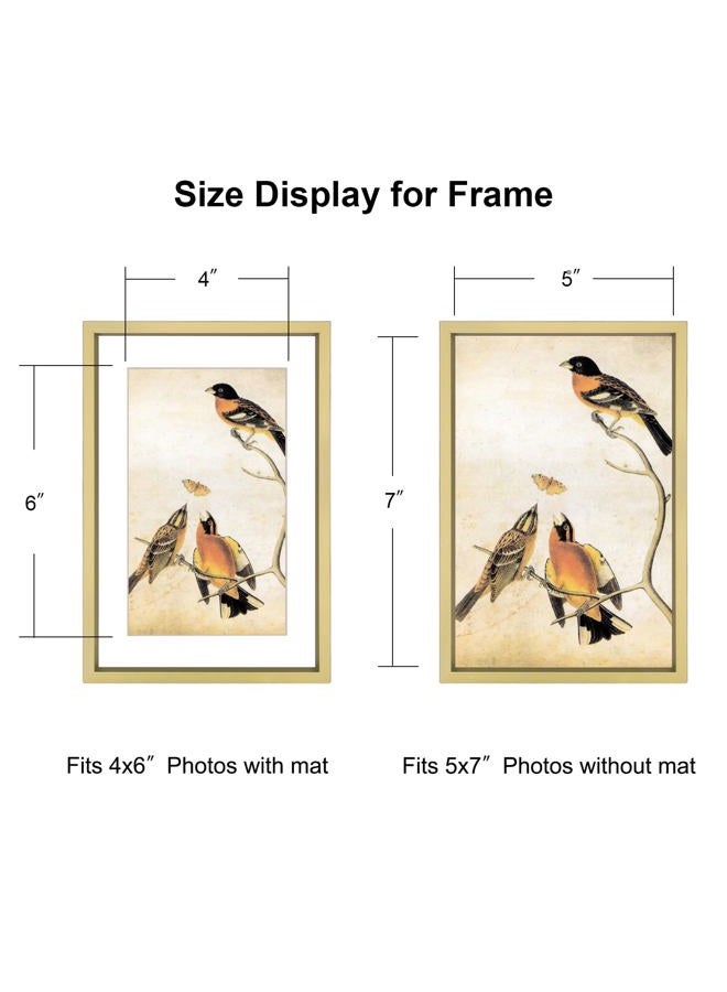 BKABOT 5x7 Picture Frame Set of 3, Brass Metal Photo Frames with HD Glass, Fits 4x6 with Mat or 5x7 without Mat, Wall Hanging and Table Display - Image 2