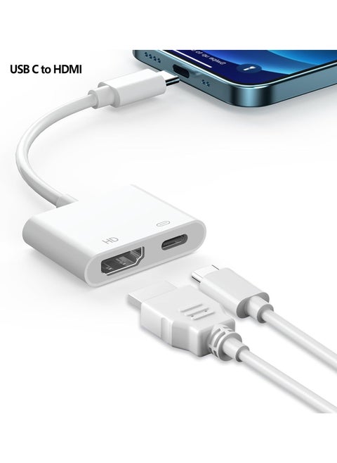 USB-C Digital AV Multiport Adapter, USB C to HDMI Adapter for iPhone 16/15 to TV, 4K 60Hz Video & Audio Sync Screen Converter Adapter for iPhone 16/15 Series/MacBook/iPad Pro, MFi Certified