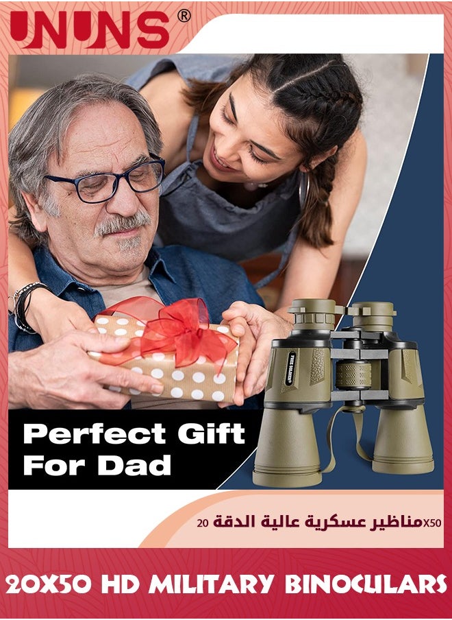 UNUNS - منظار عسكري 20x50 للبالغين والمراهقين، مناظير تكتيكية عالية القوة، مناظير احترافية عالية الدقة مقاومة للماء، مناظير تلسكوبية لمشاهدة الطيور والصيد ومراقبة النجوم وعلم الفلك والحفلات الرياضية - Image 1