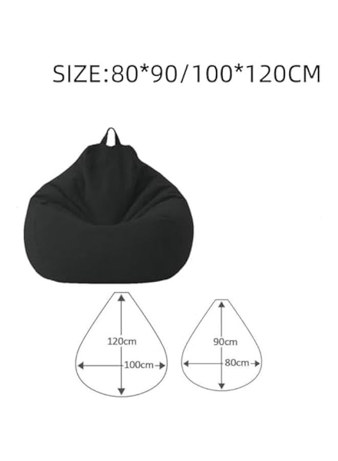 HOOKOR Classic Bean Bag Chair Sofa Cover, Highback Beanbag Chair,Lazy Lounger Bean Bag Storage Chair Cover for Adults and Kids without Filling Lazy sofa cover (Black, Medium)  - Image 2