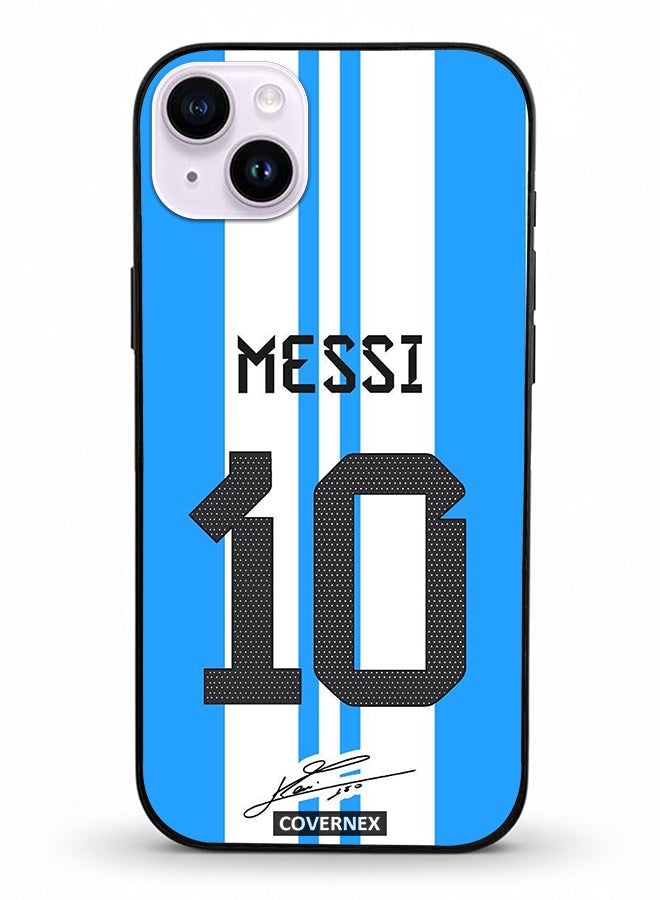Covernex Apple iPhone 14 Plus Protective Case Cover Printed Featuring Lionel Messi National Team Jersy Design with Signature - Image 2