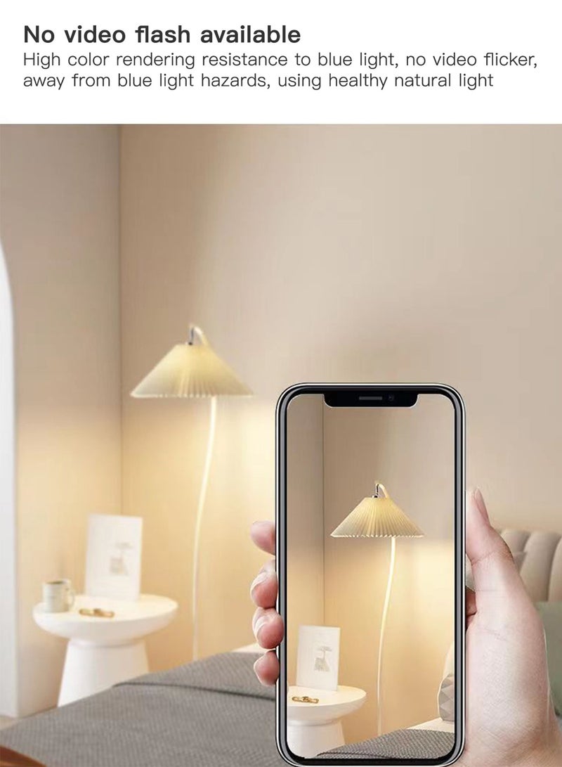 غرانفين مصباح أرضي LED قابل للتعتيم بـ 3 ألوان من Nordic مصباح قائم إبداعي حديث لغرفة المعيشة وغرفة النوم وإضاءة أرضية داخلية مع عاكس الضوء من القماش المطوي 12 وات أبيض 28x50x152 سنتيمتر  - Image 5