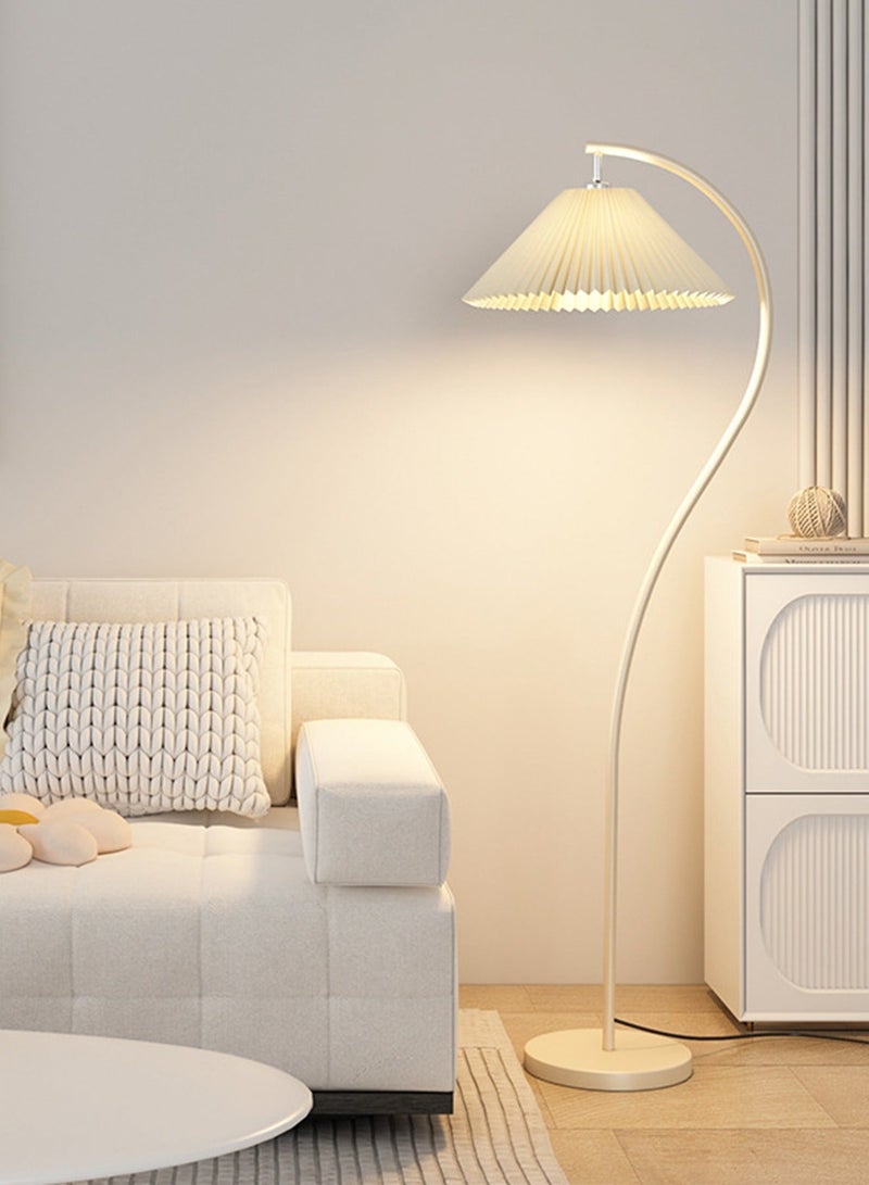 غرانفين مصباح أرضي LED قابل للتعتيم بـ 3 ألوان من Nordic مصباح قائم إبداعي حديث لغرفة المعيشة وغرفة النوم وإضاءة أرضية داخلية مع عاكس الضوء من القماش المطوي 12 وات أبيض 28x50x152 سنتيمتر - Image 1