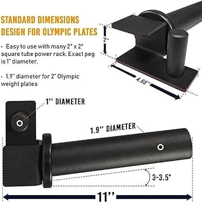 rayihni Yes4All Unisex'S Mbk5 Power Rack -Fit 2" Olympic Plates, Weight Holder Attachment 2X2, 1 Pair - Image 5