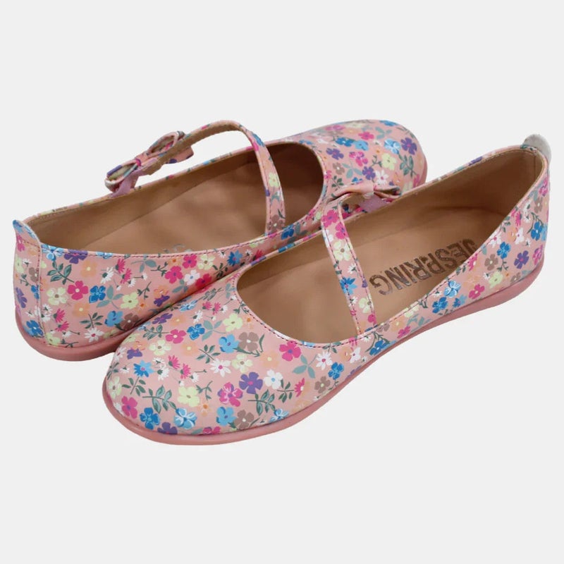 Our kids Girls Leather Shoes – Blush with Floral Details - Image 3
