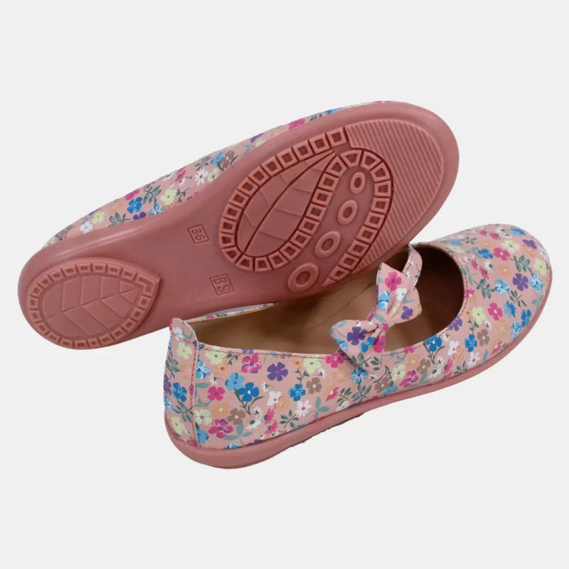Our kids Girls Leather Shoes – Blush with Floral Details - Image 2