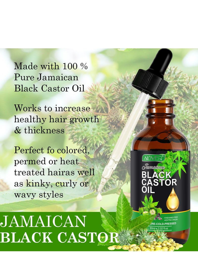 ALIVER Organic Castor Oil Pure Natural Massage Oil Cold Pressed Jamaican Black Castor Oil for Detox Compress Wrap Skin Conditioning Oil Hair Eyelash Oil Nourish Scalp Dry Skin Moisturizer Carrier Oil 60ml - Image 5