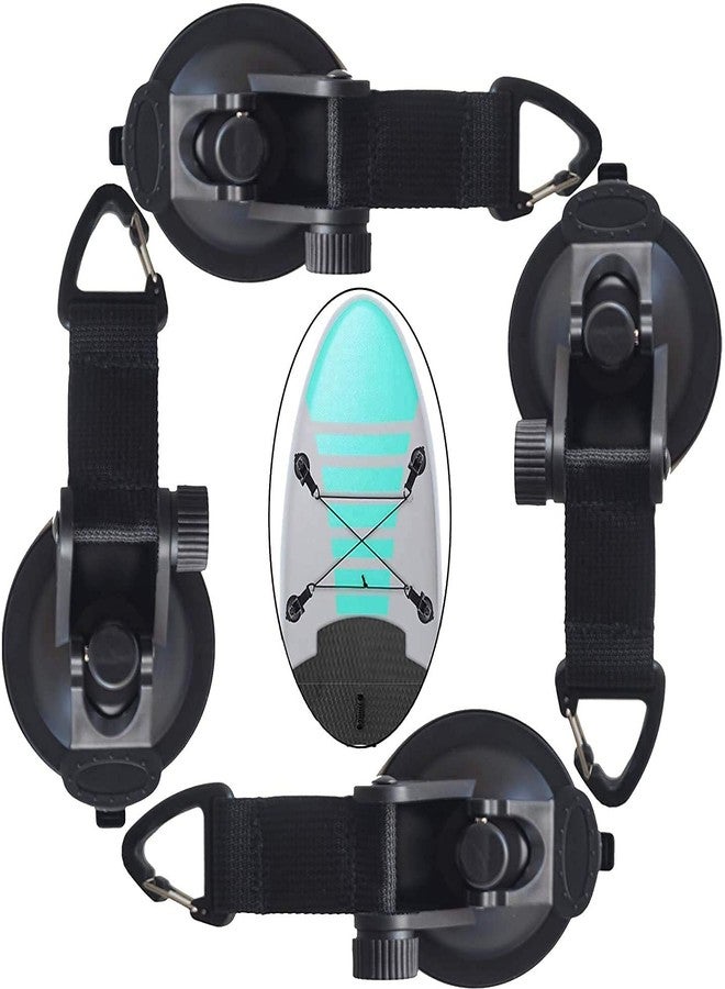 Pmsanzay 4 Pack, Heavy Duty Suction Cup Hooks Anchor with Straps, Strong Suction Cup Tie Downs - Double Suction, for PVC Inflatable Boat Raft Dinghy Kayak SUP - Image 1