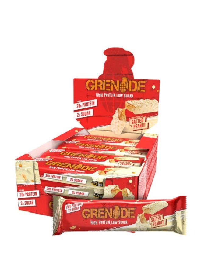 Grenade High Protein Low Sugar Bar White Chocolate Salted Peanut 60g Pack of 12 - Image 1