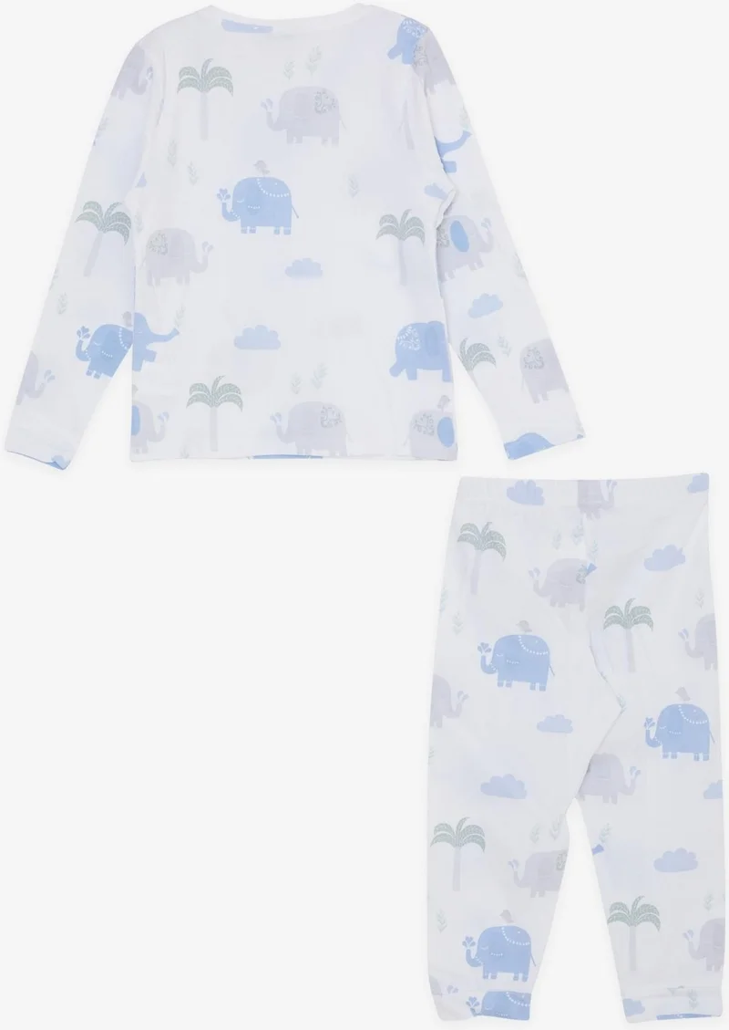 Macawi Breeze Girls & Boys Boy Pajama Set Friendship Themed Elephant Printed 1.5-5 Years Old, White