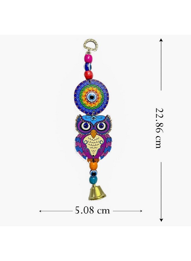 DT DECTONE Blue Evil Eye Hanging Pendant Decoration | Owl Design Lucky Hanging Ornament Amulet for Car | Nazar Battu Home and Office for Protection and Blessing - Image 2