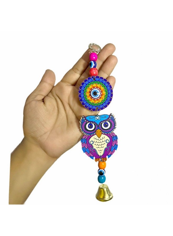 DT DECTONE Blue Evil Eye Hanging Pendant Decoration | Owl Design Lucky Hanging Ornament Amulet for Car | Nazar Battu Home and Office for Protection and Blessing - Image 1