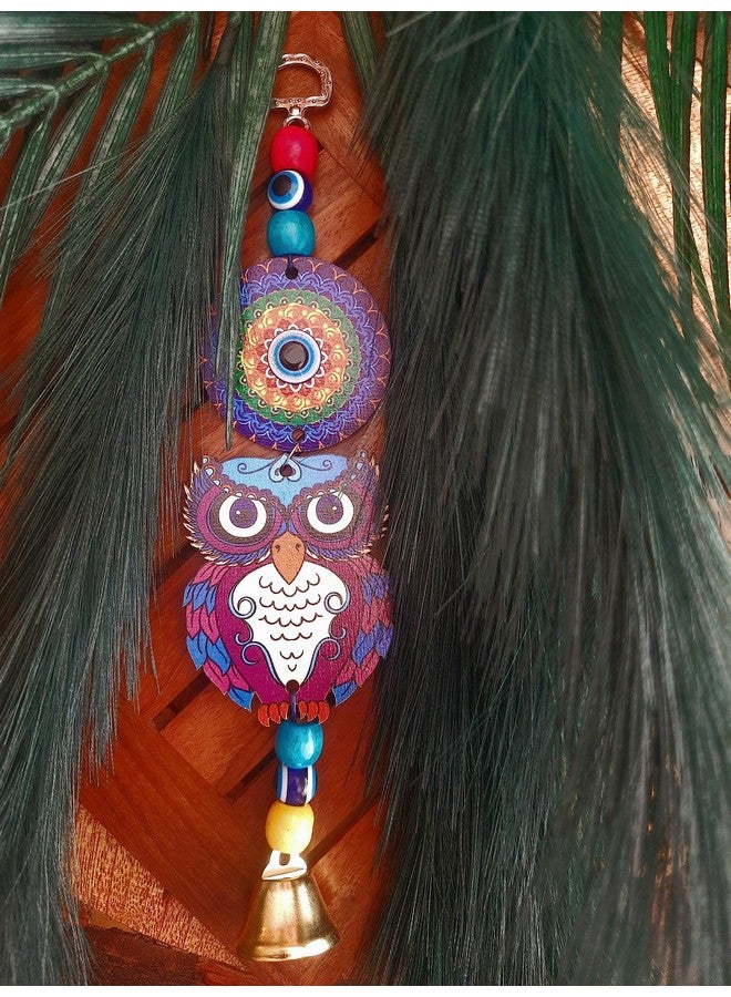 DT DECTONE Blue Evil Eye Hanging Pendant Decoration | Owl Design Lucky Hanging Ornament Amulet for Car | Nazar Battu Home and Office for Protection and Blessing - Image 5