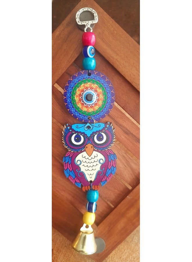 DT DECTONE Blue Evil Eye Hanging Pendant Decoration | Owl Design Lucky Hanging Ornament Amulet for Car | Nazar Battu Home and Office for Protection and Blessing - Image 3