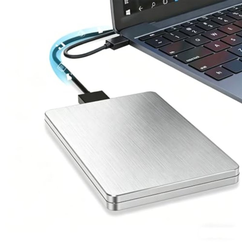 500GB External Hard Drive-2.5 Inch 7mm Slim HDD External Hard Drive-USB 3.0 Portable External Hard Drive, Brushed Silver Aluminum Alloy for PC, Mac, PS4, Xbox 500GB - Image 1