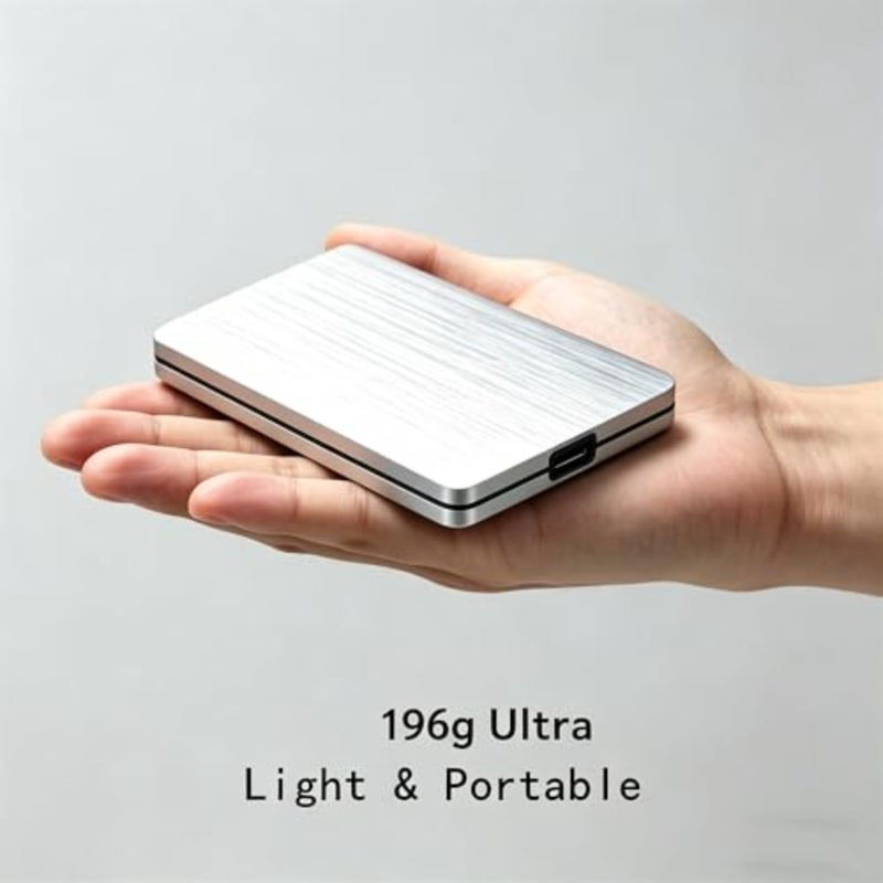 500GB External Hard Drive-2.5 Inch 7mm Slim HDD External Hard Drive-USB 3.0 Portable External Hard Drive, Brushed Silver Aluminum Alloy for PC, Mac, PS4, Xbox 500GB - Image 3