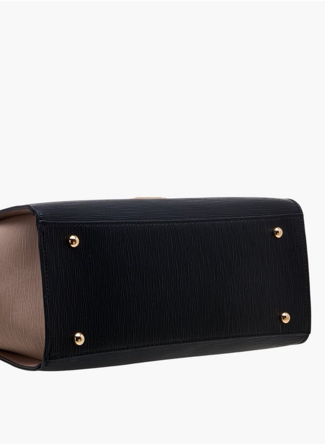 Flora Bella By Shoexpress - Colourblock Tote Bag with Double Handle and Zip Closure - Image 1