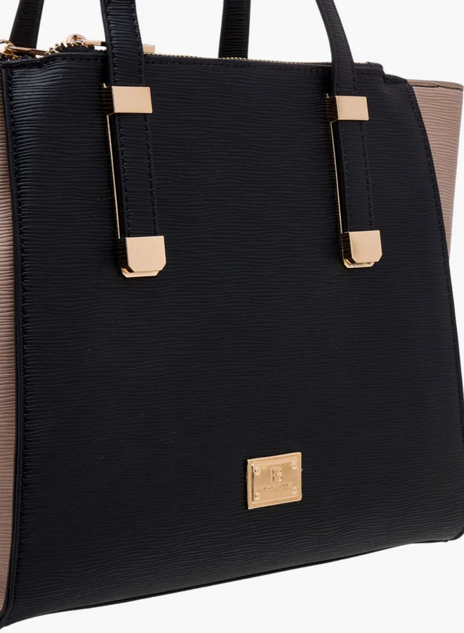 Flora Bella By Shoexpress Colourblock Tote Bag with Double Handle and Zip Closure