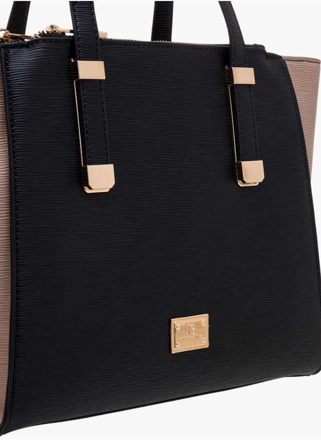Flora Bella By Shoexpress Colourblock Tote Bag with Double Handle and Zip Closure  - Image 4