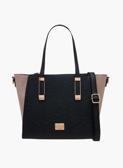 Flora Bella By Shoexpress Colourblock Tote Bag with Double Handle and Zip Closure