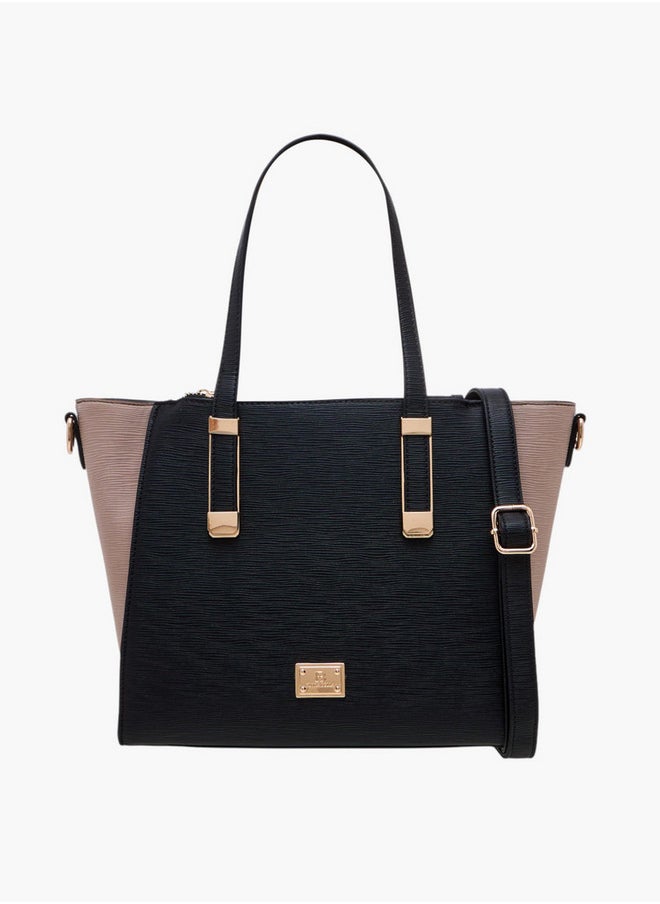 Flora Bella By Shoexpress Colourblock Tote Bag with Double Handle and Zip Closure  - Image 1