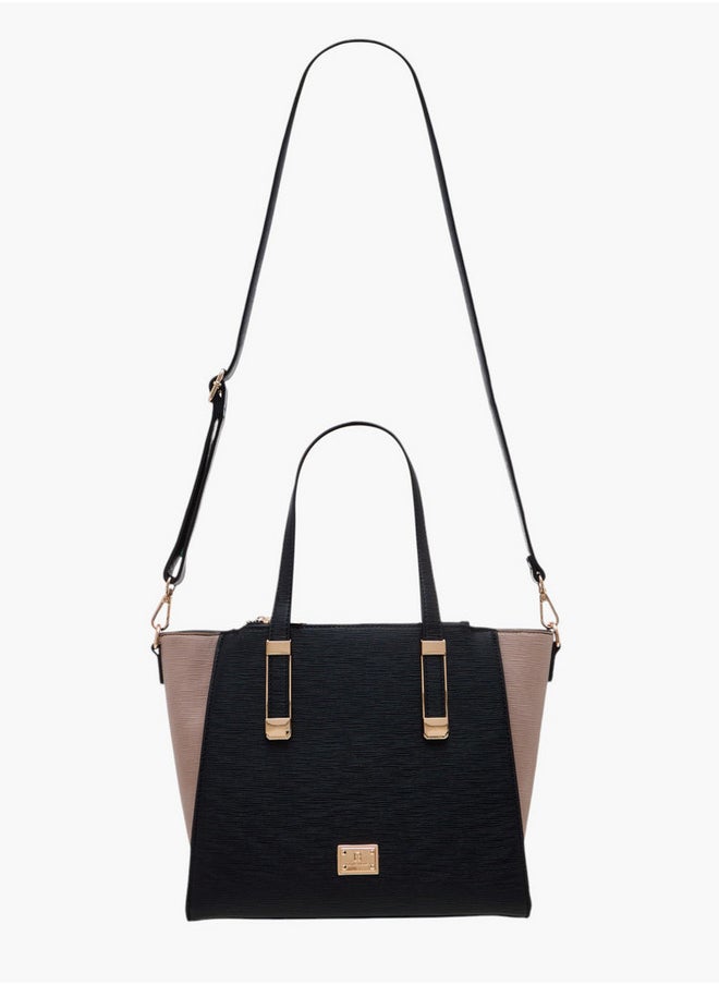 Flora Bella By Shoexpress Colourblock Tote Bag with Double Handle and Zip Closure  - Image 2